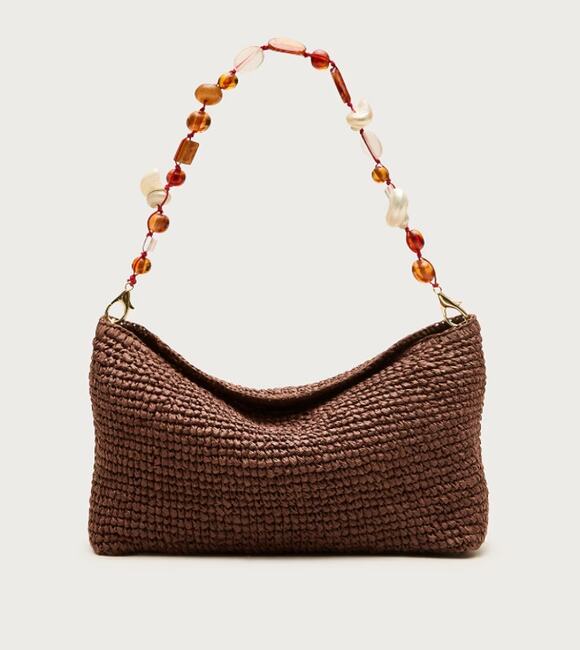 J. Crew Handbags - J.Crew Berkeley Small Straw Shoulder Bag Beaded Shell Strap NWT CU558